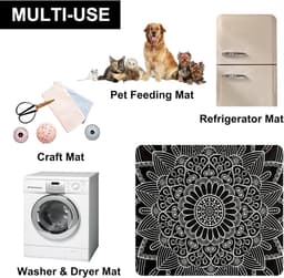 Wasmachine Mat - Droger Beschermer - Apparaten Beschermen - Sneldrogend Antislip - 60 x 60 cm - Zwart — thumbnail 4