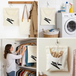 Wasknijperzak - Knijpermand - Was ophangen - Draaibare haak - 355 x 26 cm - Beige — thumbnail 5