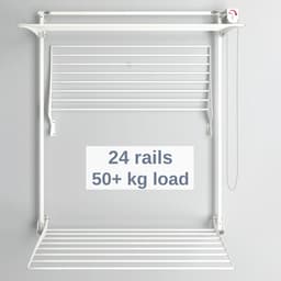 Foxydry Tower 108 cm white - 3 droogrekken boven elkaar, inklapbaar en hoogte verstelbaar -bediening rechts- 108 x 52 x 137 cm — thumbnail 2