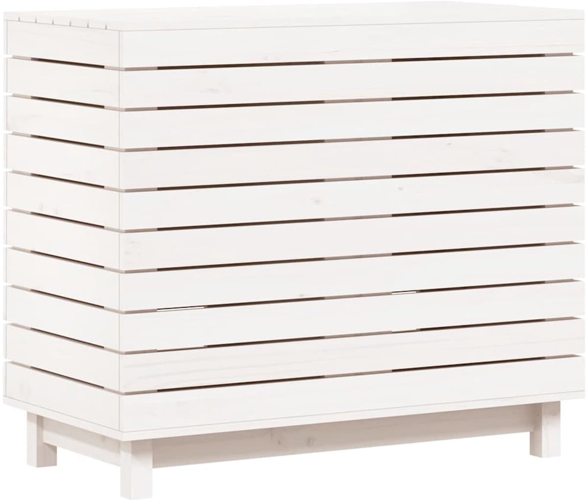 vidaXL - Wasmand - 88,5x44x76 - cm - massief - grenenhout - wit — afbeelding 1