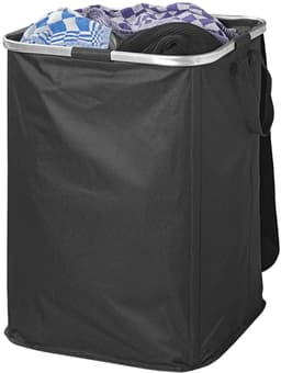ProPlus Opvouwbare Wasmand met Deksel - 45 x 45 x 60 cm - Klittenband voor Bevestiging Frame - Waszak - Zwart — thumbnail 2