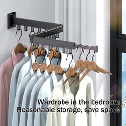 Inklapbaar droogrek voor kleding - ruimtebesparend - zwart - muren — thumbnail 5