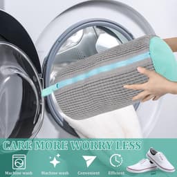2 stuks schoenen waszak, sneakers, schoenen voor wasmachine, 39 x 19 cm, schoenwaszak, herbruikbare waszak, met ritssluiting, schoenen waszak, netschoenen waszak voor sneakers (grijs) — thumbnail 3