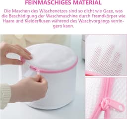Wasknetten - Wit - 16 x 17 cm - Herbruikbare Netstof Waszakken - Voor Beha's en Gevoelige Kledingstukken — thumbnail 3