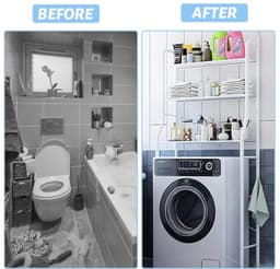 Tremeo - Wasmachine Kast - Rek - 3-laags opbergrek - Ruimtebesparend - Badkamerrek - Opbergrek - Badkamer - 25x68x160 cm — thumbnail 5