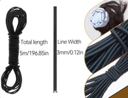 Rubberen band, elastisch rubberen koord, gebruikt voor doe-het-zelf tent, rugzak, schommels, waslijn, camping, veters, stoffen, armbanden, sieraden (zwart, 5 m) — thumbnail 5