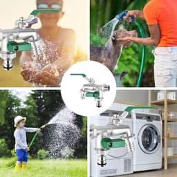 Tuinwaterkraan met dubbele aftap voor wasmachine 1/2" 3/4" 2 slangaansluitingen — thumbnail 4