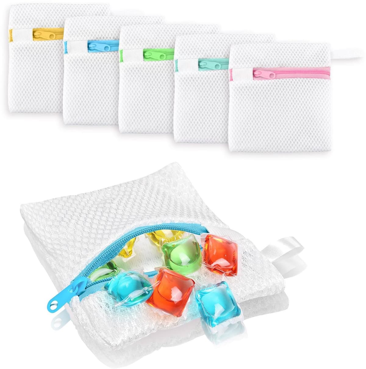 15-delige Herbruikbare Was Pod Beschermzakken - Zipper - 5 Kleuren — afbeelding 1