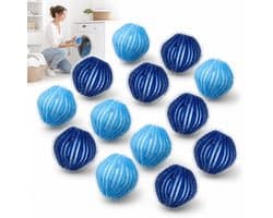 12x Witte/Blauwe Wasballen - Verwijdert Pluisjes, Haren & Dierenvacht