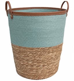 Lavandoux - Wasmand - Zeegras - Naturel en Blauw - S: Ø36 x H40 cm — thumbnail 1