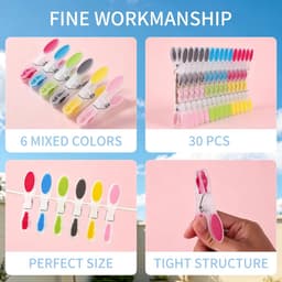 Wasknijpers, 30 stuks, antislip siliconen, 6 kleuren, plastic handdoekklemmen, kledingknijpers, laat geen sporen achter voor wasgoed, broeken, T-shirts, ondergoed, sokken — thumbnail 2