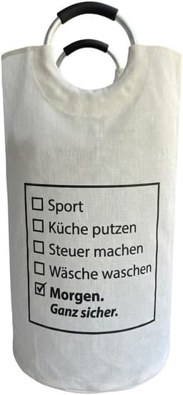 Wasmand 105L met grappige spreuk, opvouwbare wasmand wit — thumbnail 1