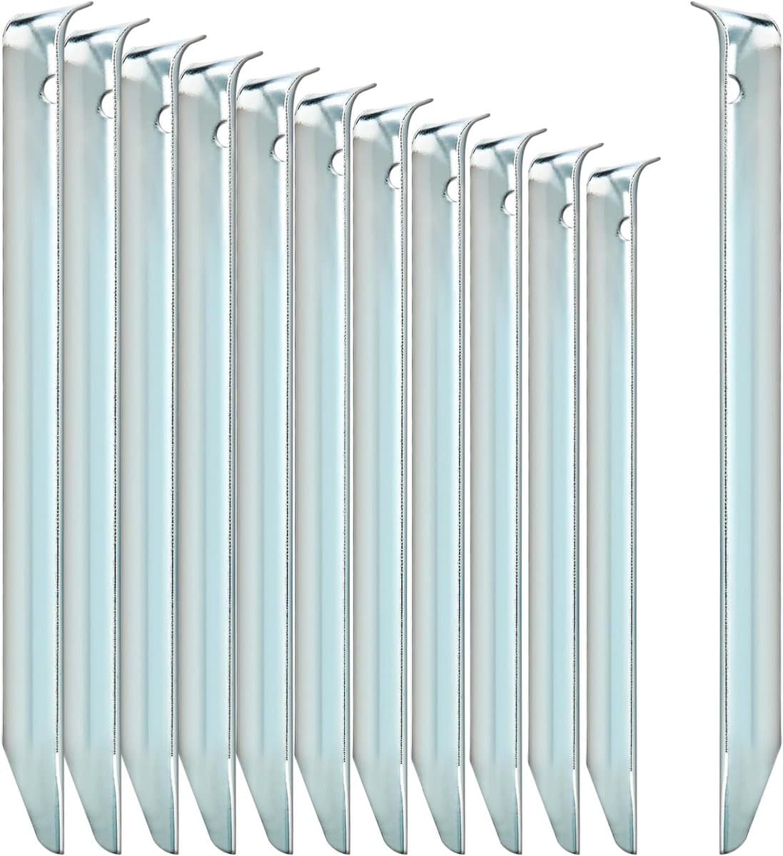 SnelShoppen - 12 Stuks Stalen Tentpinnen - Half-Cirkelvormige Grondpinnen voor Kamperen, Tuinfeesten, Stabiliteit bij Wind en Weer, Inclusief Gat voor — afbeelding 1