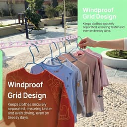 Waslijn met haken 5 m - nylon koord - winddicht touw - ideaal voor camping en balkon - ShopVlot — thumbnail 2