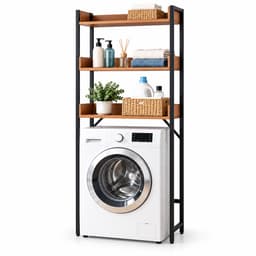 Wasmachine kast - 166x63x25 cm - natuur-zwart — thumbnail 1