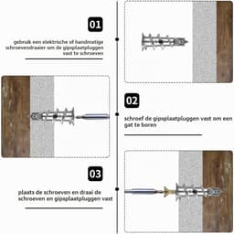 146 stuks M4 zelfborende gipsplaatpluggen, metalen gipsplaatpluggen met schroeven, holle ruimtepluggen gipsplaten pluggen met zelftappende schroeven voor bevestiging in gipsplaten, beton en baksteen — thumbnail 3