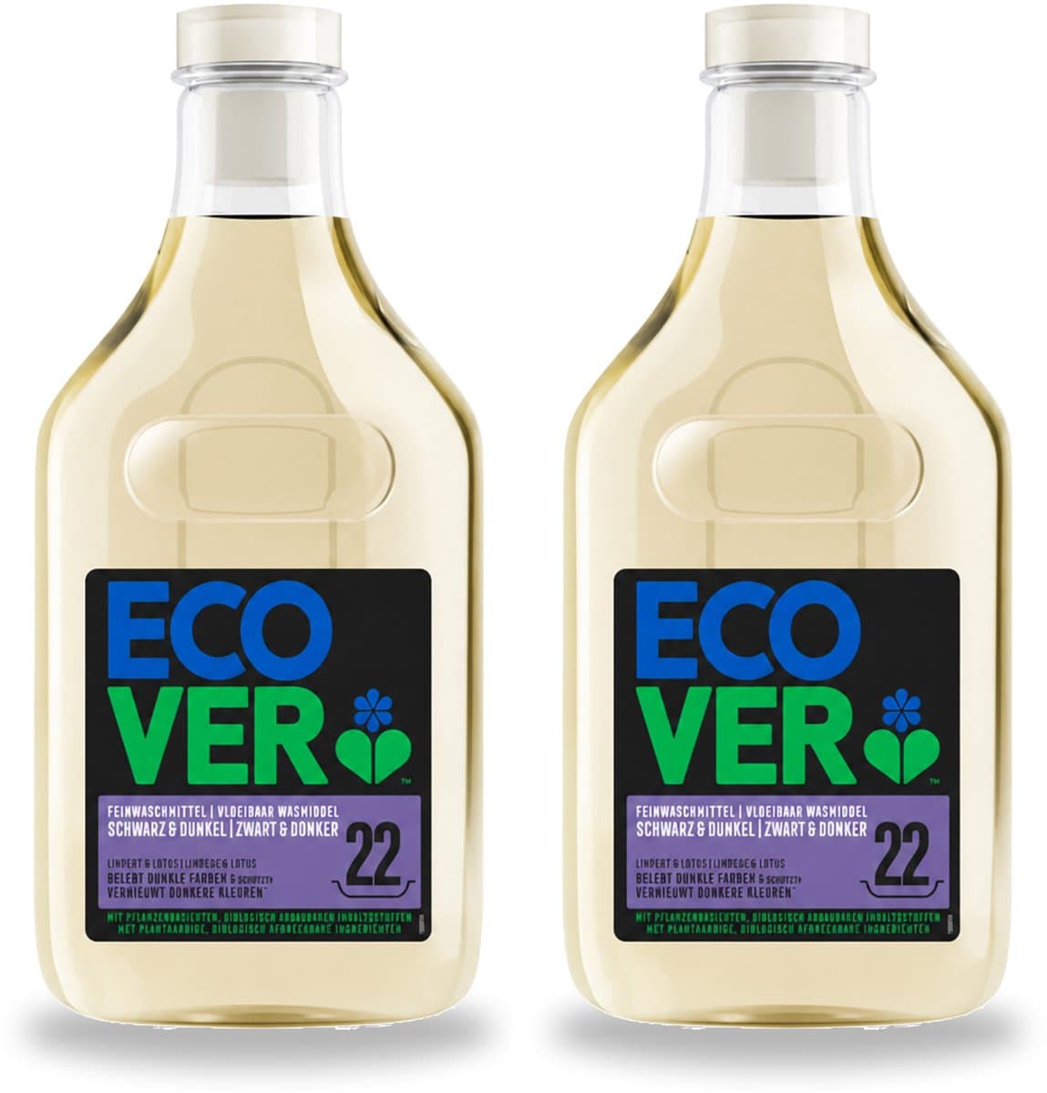 2 x Ecover - Vloeibaar wasmiddel - Zwart & Donker - 1 liter - 22 wasbeurten - Voordeelverpakking - 2 stuks — afbeelding 1