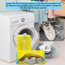Herbruikbare Waszak voor Schoenen met Rits - Ideaal voor de Wasmachine, Bescherming en Organisatie van Schoenen (Geel Blauw) — thumbnail 4