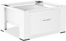 Wasmachine-onderstel met lade tot 150 kg, wasmachineverhoging met lade, wasmachineonderkast sokkel max. stalen voetstuk 62,5 x 54,5 x 32,5 cm, wit — thumbnail 1