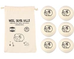 Set van 6 Herbruikbare Droogballen van Natuurlijke Wol