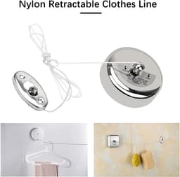 Retractable waslijn 3.8m - roestvrij staal - inbouw voor badkamer of balkon - ruimtebesparend - ShopVlot — thumbnail 2