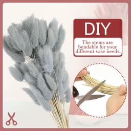 Gedroogde bloemen, 120 stuks pampasgras decoratief, konijnenstaartgras van natuurlijk pampasgras, pluizig nepampasgras, gedroogd, blauw — thumbnail 4