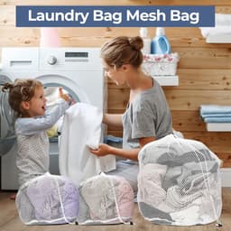 Waszakken 3 stuks - Mesh waszakken met trekkoord - Bescherming voor kleding - Ideaal voor sokken en bh's - ShopVlot — thumbnail 2