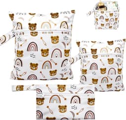3 stuks natte kostuumhouder, Wet Bag luiers wasbaar, luiertas droog en nat (met ritssluiting) geschikt voor reizen, Wit, Maten klein, medium en groot — thumbnail 2