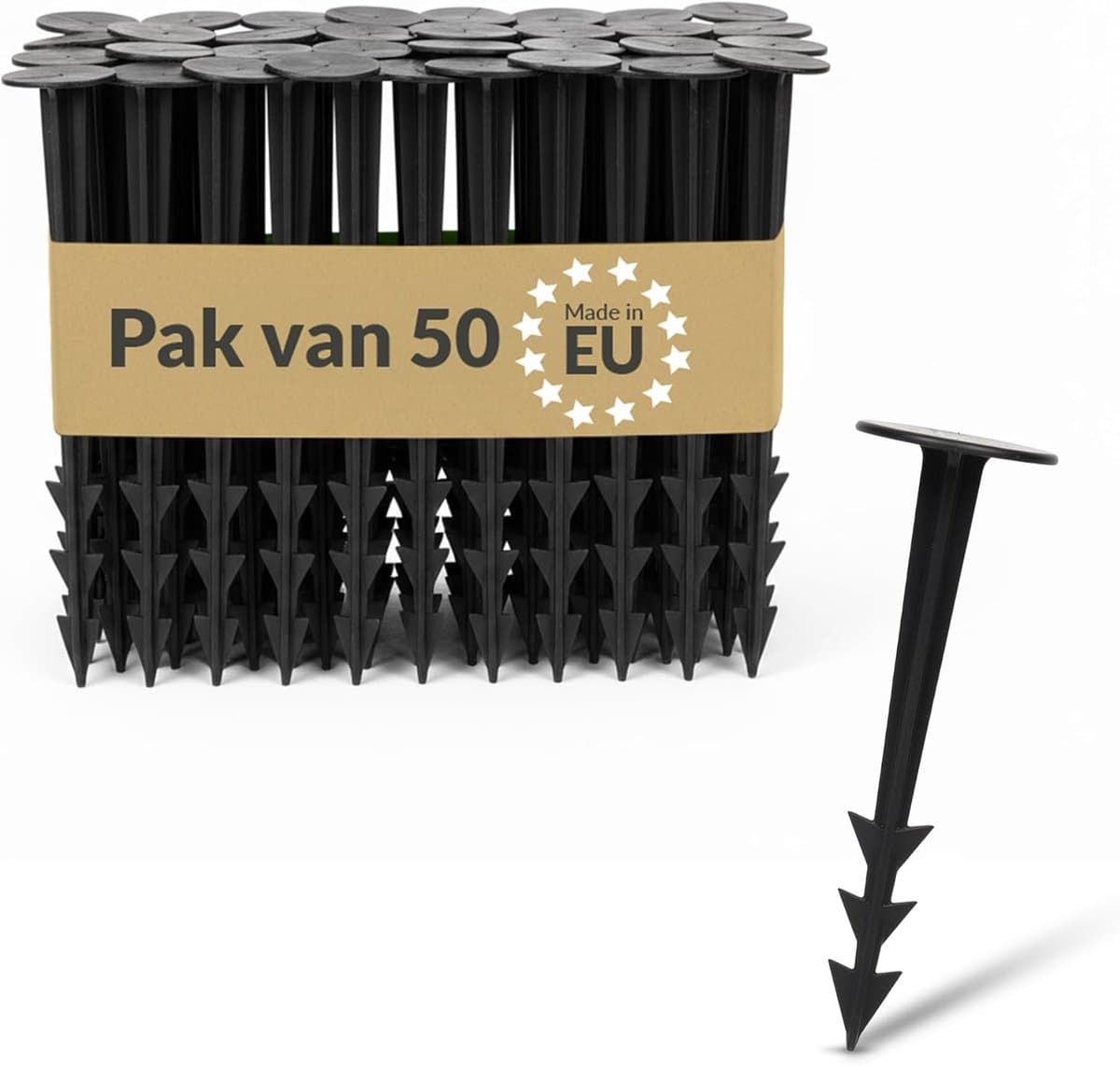 Plastic grondankers 50 stuks - UV-stabiel - ribbelconstructie - ideaal voor onkruiddoek - SnelShoppen — afbeelding 1