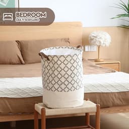 Team rasterpatroon wasmand van canvas-stof, opvouwbare opbergcontainer met PU-lederen handgrepen en koordsluiting, 45 x 35 cm, waterdichte binnenlaag, grijs — thumbnail 4