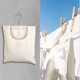 Wasknijperzakken 27 x 32 cm met beugel - Linnen tas om op te hangen - Herbruikbaar organizer voor badkamer of garderobe (Beige) — thumbnail 3