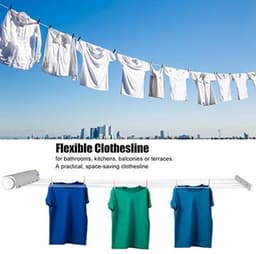 Intrekbare Waslijn Indoor Outdoor Kleding Drogen Touwhanger, Telescopische Wandgemonteerde Kleerhanger, Ruimtebesparend Massief Plastic Flexibele Wasdroger voor Wasgoed Thuis — thumbnail 4