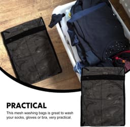 Solidchoice - Set van 6 Zwarte Waszakken van Polyester voor Lingerie en Sokken — thumbnail 2