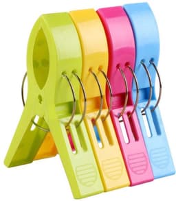 Strandhanddoekclips - Grote Wasknijpers - Antislip Ontwerp - Felgekleurde Plastic - Voor Ligbedden en Wasgoed - 4 Stuks — thumbnail 1
