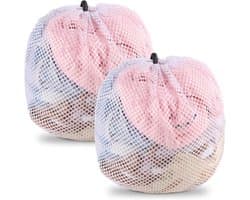 Thijox - 2 Stuks Wasnetten voor Wasmachine 30 x 40 cm - Herbruikbare Grof Mesh Waszakken met Trekkoord voor Blouse Babykleding Beha Ondergoed Sokken -