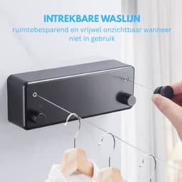 Livista Uittrekbare Waslijn – 10,4M Totale Lengte（2 x 5,2M） – Tot 20 kg – Sterke Stalen Kern – Drooglijn – Zonder Boren – Gelijkmatig Oprolbaar – Binnen & Buiten — thumbnail 2