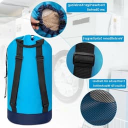 Grote Waszak van 90 Liter, Waterdicht en Vouwbaar, Ideaal voor Wasruimte, College en Thuisgebruik, Donkerblauw en Zwart — thumbnail 3