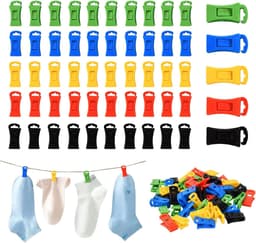 50 Stuks Sokkenclips - Kunststof Wasknijpers - Antislip & Vlekvrij - Voor Waslijn, Wasmachine & Droger - Kleurrijke Sokkenhouders - Mini Wasknijpers zonder Afdrukken - Voor Sock Organisatie, Kamperen & Reizen - Stevig & Duurzaam — thumbnail 2