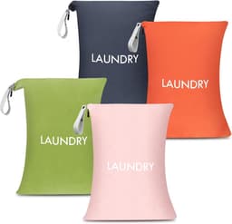 SnelShoppen - 4 Pack Waszakken voor Vuile Kleding, Reiswaszakken van Waterdicht Nylon, Ideaal voor Zwemmen, Yoga en Sport - 23.6"×17.7" — thumbnail 1