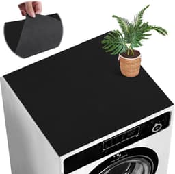Wasmachinehoes - 60*60 cm - Wasmachine Beschermer - Antislip beschermhoes - Wasmachine Droger Mat - Vloerbeschermmat - Wasmachine Overtrek - Wasmachine Coating - mat - voor wasmachine, droger, keuken, badkamer en campers - zwart — thumbnail 1