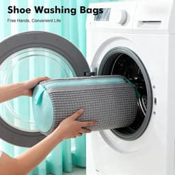 2-in-1 Schoenwaszak voor Wasmachine, Herbruikbare Waszak voor Schoenen met Rits en 360° Reiniging, Ideaal voor Sneakers en Sportschoenen, Grijs — thumbnail 3