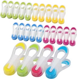 Wasknijpers, zonder afdruk, antislip, kunststof, kleurrijk, wasknijpers, strandhanddoekklemmen, zachte grip, voor binnen en buiten, camping (4 kleuren) — thumbnail 1
