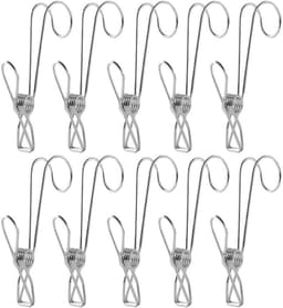 Wasknijpers met haken van roestvrij staal, metalen wasknijpers met hanger voor kleding, foto's, gordijnen, badkamer, keuken en tuin — thumbnail 1