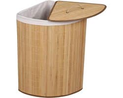Wasbox met Deksel - Opvouwbare Mand - Vuile Was Sorteren - Duurzaam Bamboe Ontwerp - 57 Liter Inhoud - Houtkleur