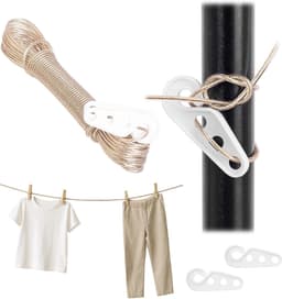Waslijn 10m, 2mm waslijn met stalen kern en kunststof ommanteling, weerbestendig wastouw voor balkon, tuin & camping, extra sterke lijn (goud) — thumbnail 2