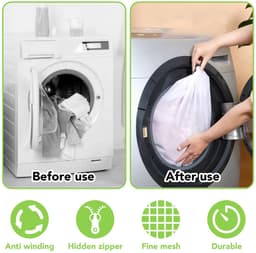 Wasnet voor wasmachine, 50 x 60 cm, waszak, waszak met koordstopper, herbruikbaar, voor ondergoed, beddengoed, babykleding, sokken — thumbnail 5