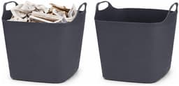 Excellent Houseware Flexibele emmer - 2x - zwart - 15 liter - kunststof - vierkant - 37 x 30 cm — thumbnail 1