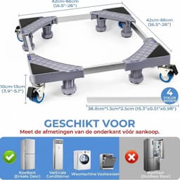 LNM® Wasmachine Verhoger - Wasmachine Onderstel - Wasmachine Sokkel - Grijs - 41cm x 41cm x 13cm — thumbnail 2