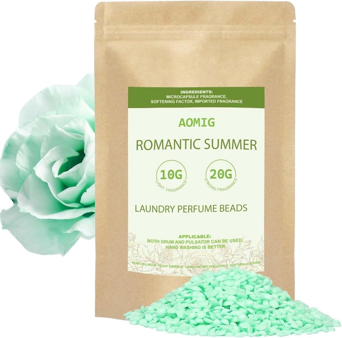 Geparfumeerde wasbolletjes van 500 g voor langdurige frisheid, geurige parels voor kleding, romantische groene geur voor de zomer — afbeelding 1