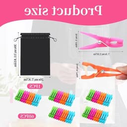 60 stuks wasknijpers met opbergtas, duurzame PP-materiaal, roestvrijstalen veren, antislip clips voor binnen en buiten, perfect voor wasserette, thuisgebruik en reizen — thumbnail 3